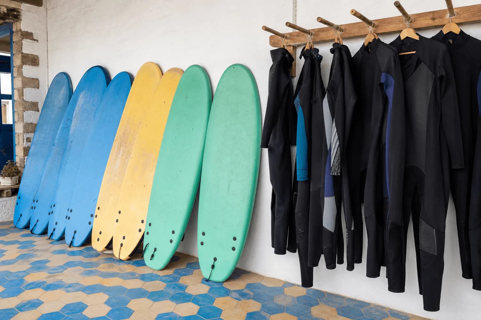 Surf board and wetsuit rental at Essaouira Surf Camp School